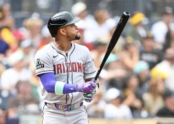Arizona Diamondbacks second baseman Ketel Marte (4) hits a solo home run during the first inning against the San Diego Padres at Petco Park.