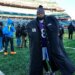 Baltimore Ravens quarterback Lamar Jackson (8) walks off the field after a win against the Cincinnati Bengals.