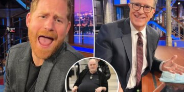 Meghan Markle shares cringey clip of Prince Harry on ‘Colbert’ after estranged father is hospitalized