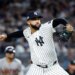 New York Yankees pitcher Devin Williams throws a pitch during the 8th inning.