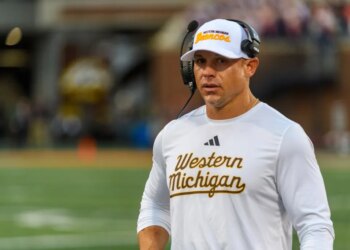 Western Michigan head coach Lance Taylor on the sidelines during a game.