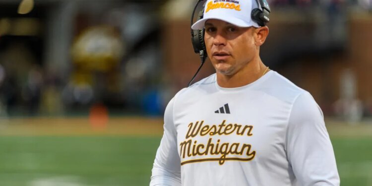 Western Michigan head coach Lance Taylor on the sidelines during a game.