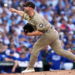 San Diego Padres' Michael King throws during the fourth inning of Game 3 of a National League wild card baseball game against the Chicago Cubs Thursday, Oct. 2, 2025, in Chicago.