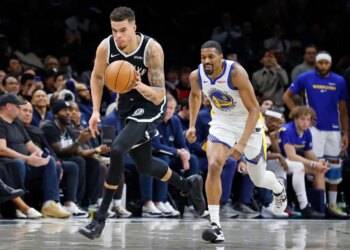Michael Porter Jr. drives down court during the second half when the Brooklyn Nets played the Golden State Warriors Monday, December 29, 2025 at Barclays Center in Brooklyn, NY.