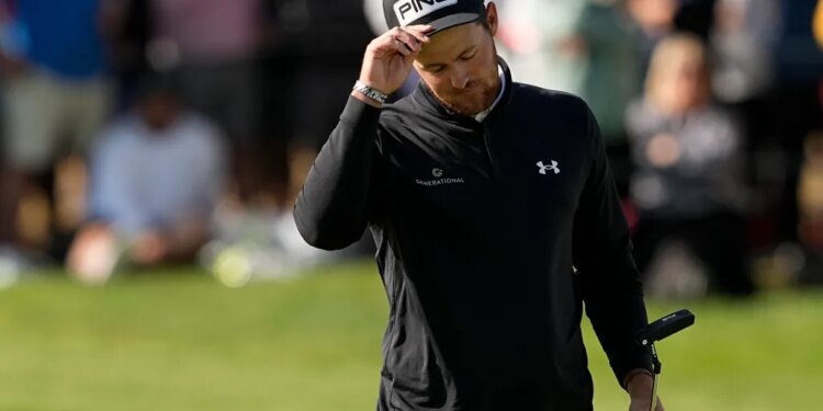 Mito Pereira walks off the green after the final of the 2022 PGA Championship at Southern Hills.