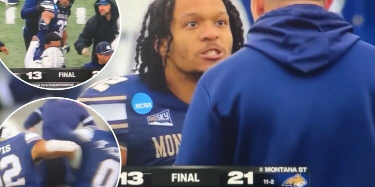 Montana State running back and head coach get physical after FCS playoff win