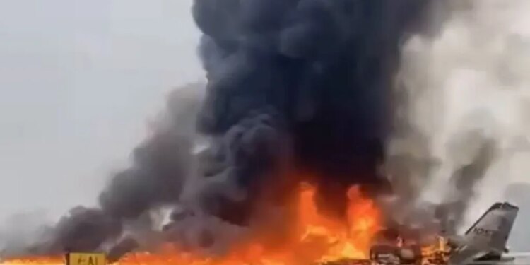 A private jet crashed and burst into flames on a runway.