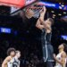 Michael Porter Jr. #17 of the Brooklyn Nets slams the ball during the second half at Barclays Center.