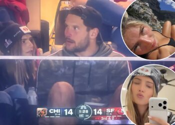 Nick Bosa shown with model girlfriend Ella Ailiff during 49ers' win