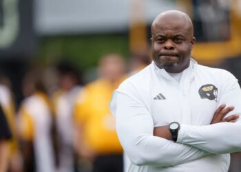 Southern Mississippi head coach Charles Huff watches his team.