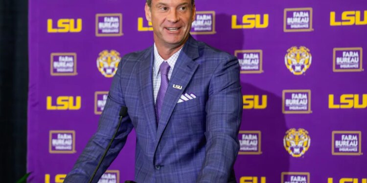 LSU's new head football coach Lane Kiffin gives an opening statement at an introductory news conference, Monday, Dec. 1, 2025, in Baton Rouge, La.