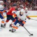 New York Islanders right wing Max Shabanov (49) moves the puck against the Florida Panthers during the second period.