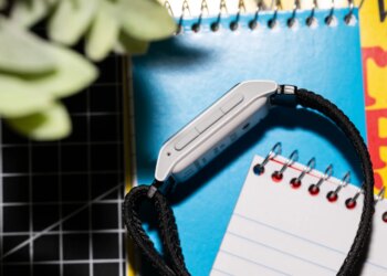 A photo showing the side of a Pebble 2 Duo.