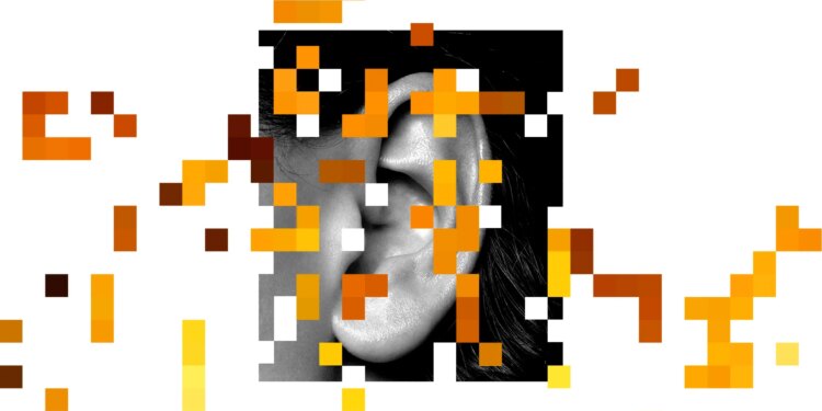 Ear with digital flame elements.