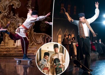 Tony Hawk skateboards during 'The Nutcracker' ballet cameo