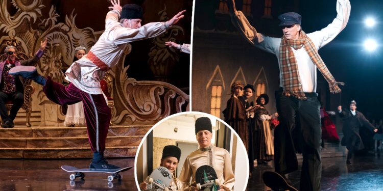 Tony Hawk skateboards during 'The Nutcracker' ballet cameo