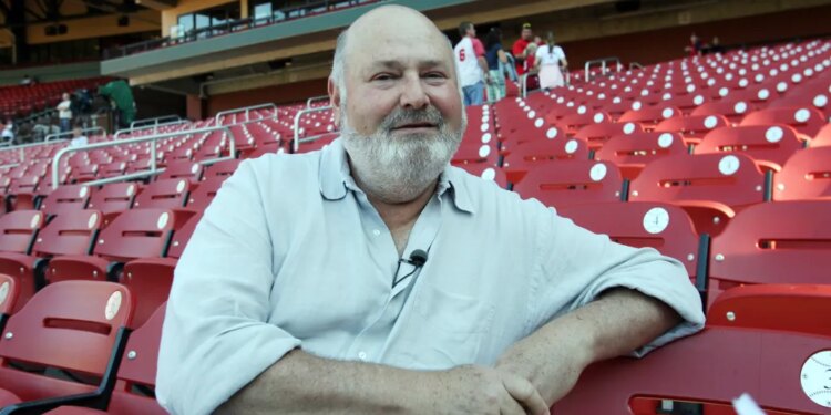 Actor and film director Rob Reiner waits for an interview before the Los Angeles Angels and St. Louis Cardinals game at Busch Stadium in St. Louis on June 8, 2007.