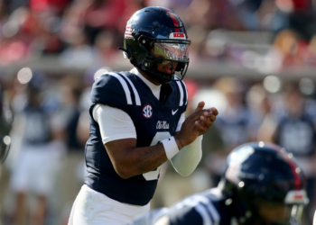 Mississippi Rebels quarterback Trinidad Chambliss (6) waits for the snap.