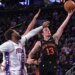Tyler Kolek goes up for layup during the Knicks' loss the 76ers on Dec. 19 2025. He scored just two points in the defeat.