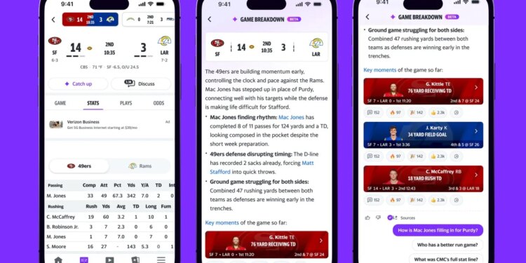 Yahoo’s Game Breakdowns bring AI recaps and previews to NFL games