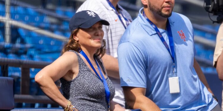 Alex Cohen, wife of New York Mets owner Steve Cohen, looking on at Spring Training.