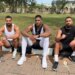 Anthony Joshua and his two friends, Sina Ghami and Latif Ayodele, posing after a workout.