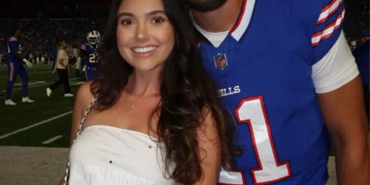 Buffalo Bills backup quarterback Mitch Trubisky and his wife, Hillary Trubisky, during the 2025 NFL season.