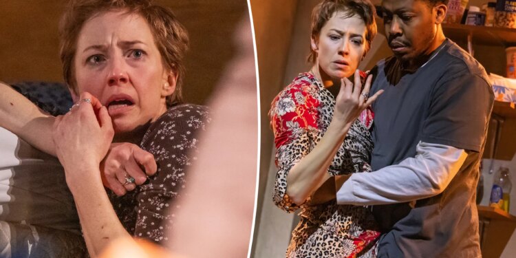 'Bug' review: Carrie Coon is terrifying in tense conspiracy-theory play on Broadway