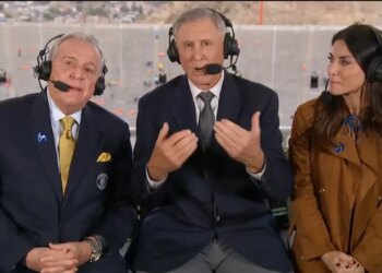 Gary Danielson, pictured in the center, had his final broadcast with CBS on Dec. 31.