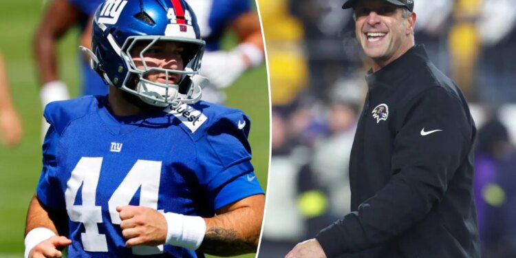 Cam Skattebo celebrates Giants' John Harbaugh hiring