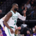 Boston Celtics guard Jaylen Brown (7) reacts after a play against the Utah Jazz.