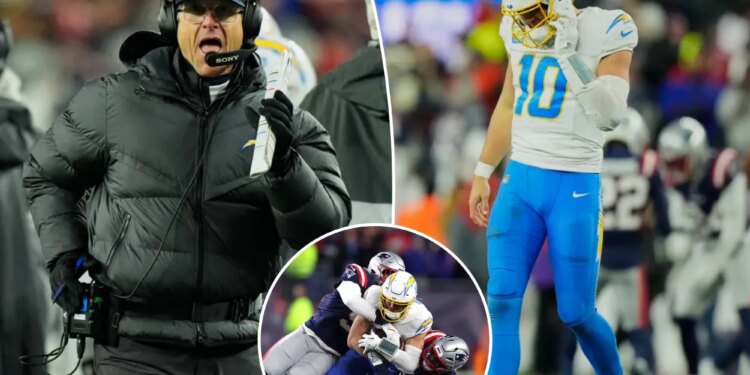 Chargers' Jim Harbaugh-Justin Herbert combination left empty handed yet again in playoffs