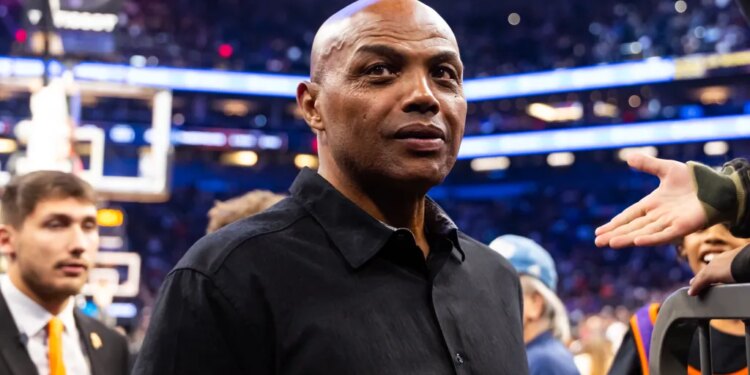 Former Phoenix Suns player Charles Barkley in attendance at an NBA Cup game.