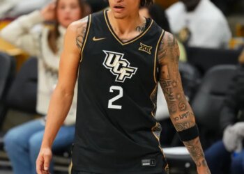 UCF Knights guard Riley Kugel (2) during the second half against the Colorado Buffaloes.
