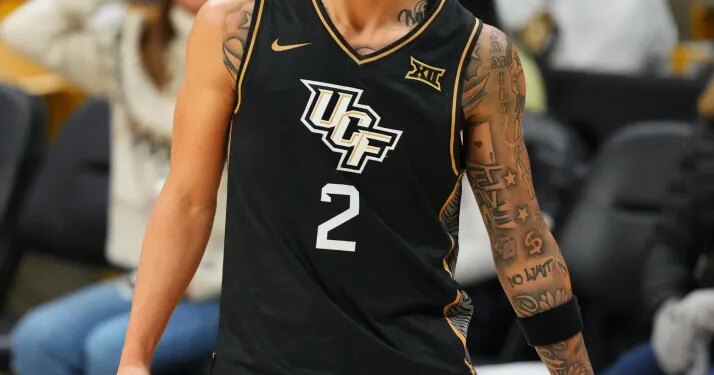 UCF Knights guard Riley Kugel (2) during the second half against the Colorado Buffaloes.