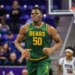 Baylor center James Nnaji runs up court during an NCAA college basketball game against TCU.