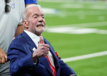 Indianapolis Colts owner Jim Irsay gives a thumbs-up.