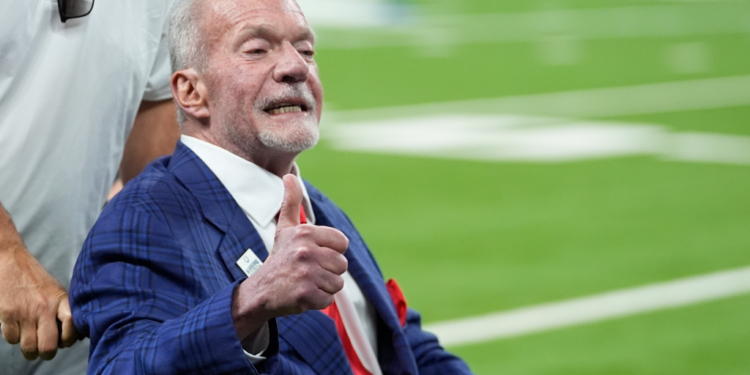 Indianapolis Colts owner Jim Irsay gives a thumbs-up.