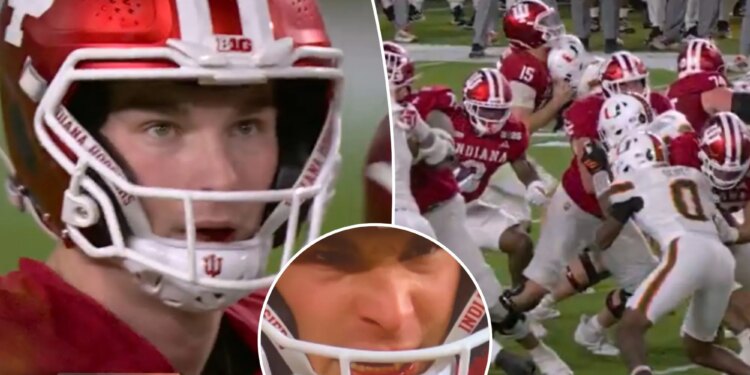 Fernando Mendoza bloodied on big hit in CFP National Championship