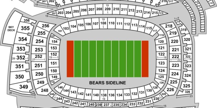 A map of the Chicago Bears' Soldier Field.