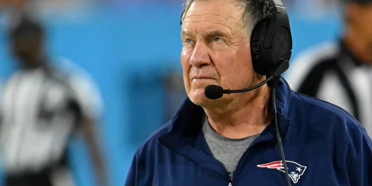 New England Patriots head coach Bill Belichick walks on the sideline in the first half of an NFL preseason football game against the Tennessee Titans Friday, Aug. 25, 2023, in Nashville, Tenn.