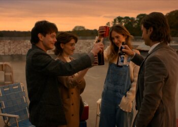 A still photo from the finale of Stranger Things.