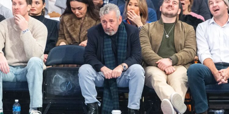 New York Knicks owner James Dolan sits court side during the first half.