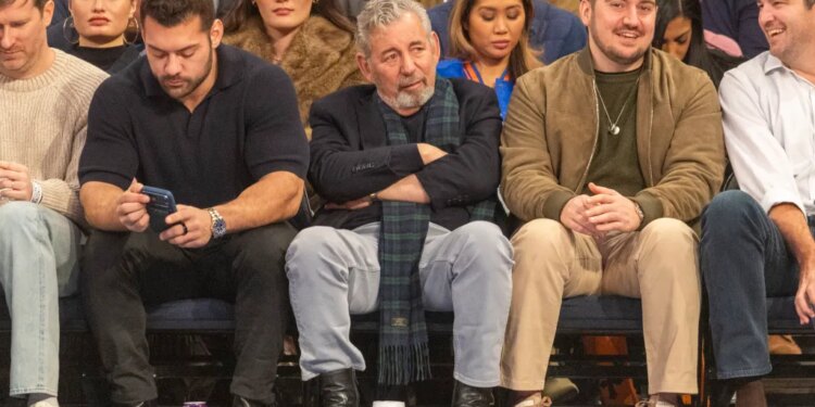 New York Knicks owner James Dolan sits court side during the first half at Madison Square Garden.