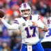 Buffalo Bills quarterback Josh Allen throws the football during a game.