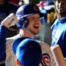 Chicago Cubs right fielder Kyle Tucker reacts after hitting a home run.
