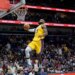 Los Angeles Lakers forward LeBron James (23) breaks free for a dunk against the New Orleans Pelicans.
