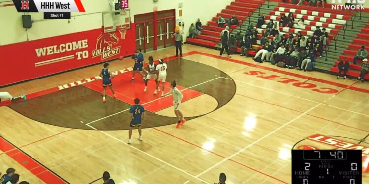 A high school basketball game between Half Hollow Hill West and Comsewogue ended with a massive, bench-clearing fight that involved a Suffolk County man from the crowd.