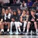 The Brooklyn Nets bench looking dejected during the fourth quarter. The New York Knicks defeat Brooklyn Nets 120-66.