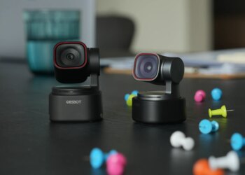 An image showing the Obsbot Tiny 3 Lite and Tiny 3 sittin gnext to each other. The Lite is a little bigger than the regular Tiny 3.